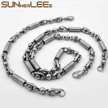 Jewelry Stainless Steel Necklace Bracelet Set 6mm Geometric Beads Link Chain Silver Men Women SC138 S
