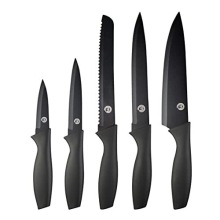 MasterChef Knife Set of 5 Kitchen Knives incl. Paring, Utility, Bread, Carving & Chef Knives for Cooking, Professional Sharp Stainless Steel, Non