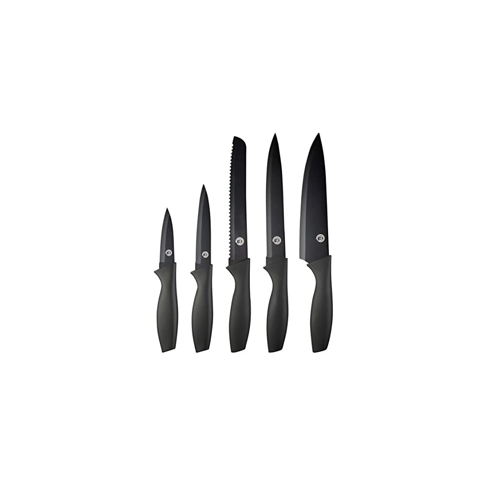MasterChef Knife Set of 5 Kitchen Knives incl. Paring, Utility, Bread, Carving & Chef Knives for Cooking, Professional Sharp Stainless Steel, Non