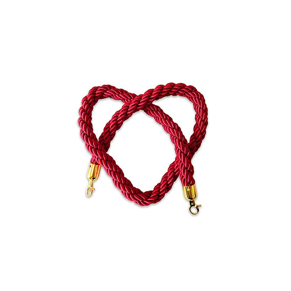 JAVOUKA 1.5m Red Twisted Queue Rope Divider Crowd Control Stanchion Queue Posts - Barrier Rope for Hotel/Bank/Hospital/Playground/Other Public Areas 