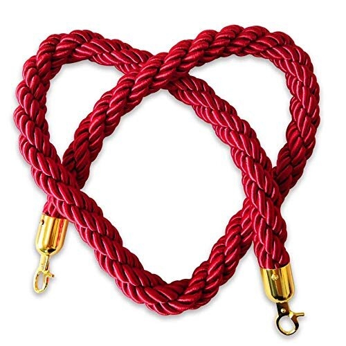 JAVOUKA 1.5m Red Twisted Queue Rope Divider Crowd Control Stanchion ...