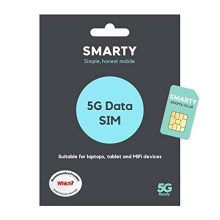 SMARTY 5G DATA ONLY SIM CARD, Superfast 5G at No Extra Cost, Pay when you Activate, Perfect for Travel - Suitable for Laptops, Tablets and MiFi