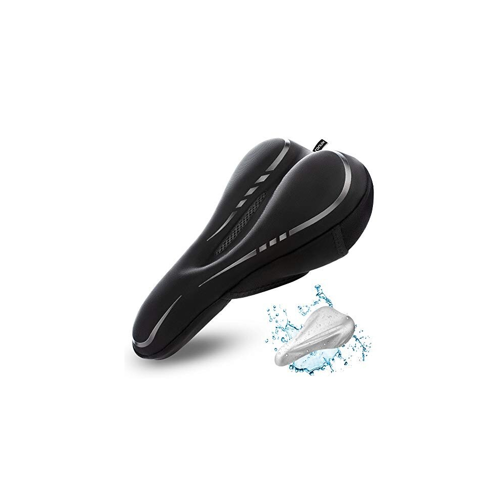 ronux Narrow Bike Seat Cushion, Memory Foam & Gel Extra Comfort Pad Bicycle Saddle Cushions, Exercise Road Peloton Mountain Bikes Comfy Cycling