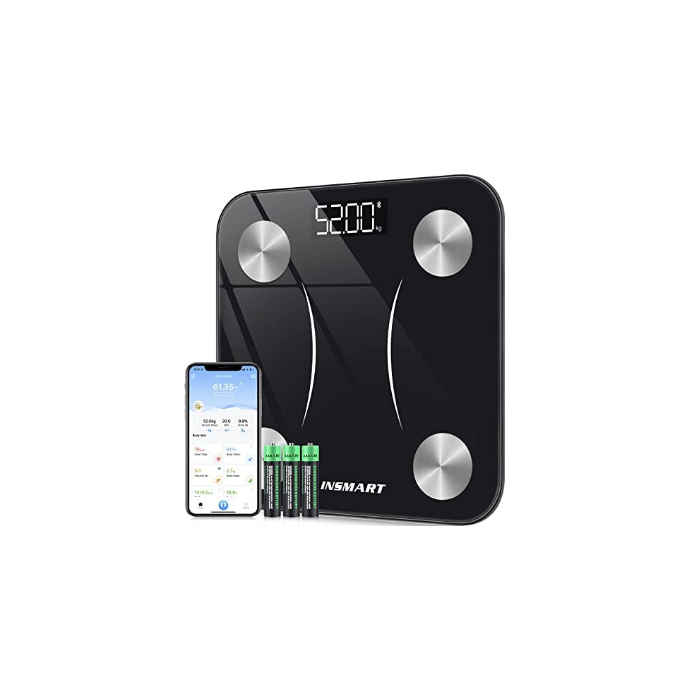 Insmart Bluetooth Body Fat Scales, Smart Digital Bathroom Weight Weighing Scales For Body Composition Analyzer With Smart App, Body Composition Fitbit