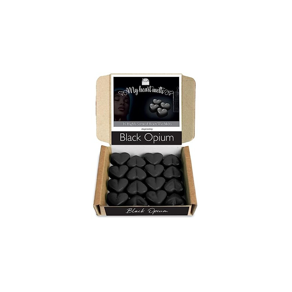 Black Opium Wax Melts: 16 pcs x 5g Heart Shaped Scented Wax Melts Inspired by Black Opium, Vegan & Pet Friendly, Cruelty & Plastic Free, Handmade in