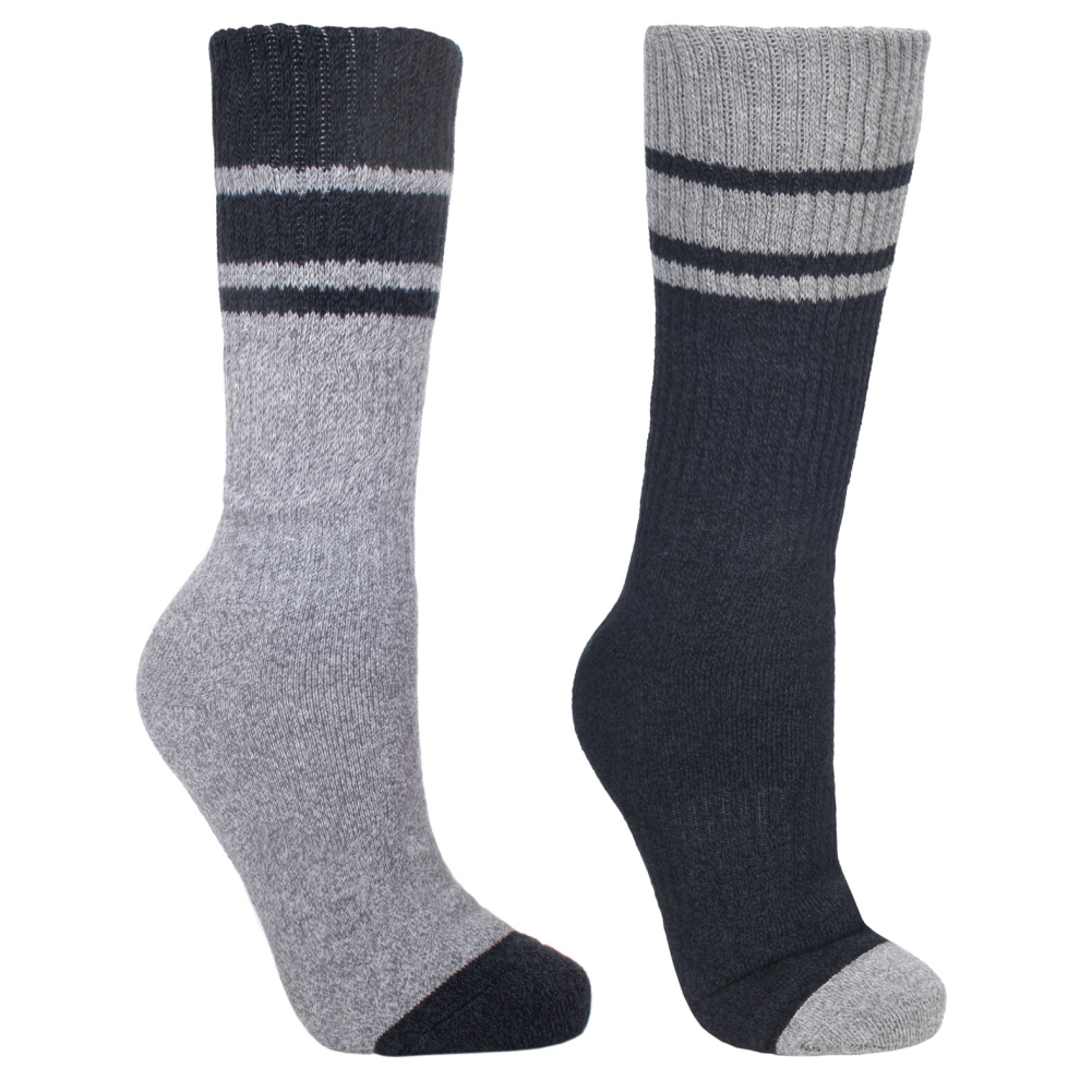 (4/7, Black/Grey Marl) Trespass Mens Socks Anti Blister 2 Pack Hitched