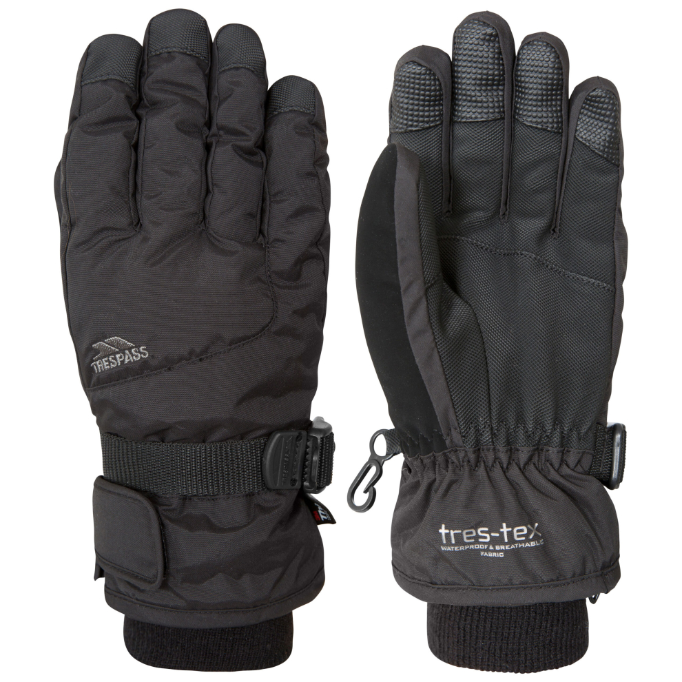 (5/7, Black) Trespass Kids Ski Gloves Insulated Ergon II