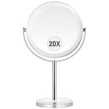 MIYADIVA 20X Magnifying makeup mirror, Double Sided 1X & 20X magnifying mirror on stand, Magnifying mirror 20x, Tabletop Magnified Vanity Mirror with