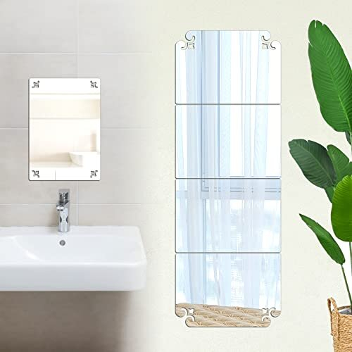 SNAIL GARDEN 5Pcs Acrylic Wall Mirror Tiles, Full Length Mirror Tiles ...