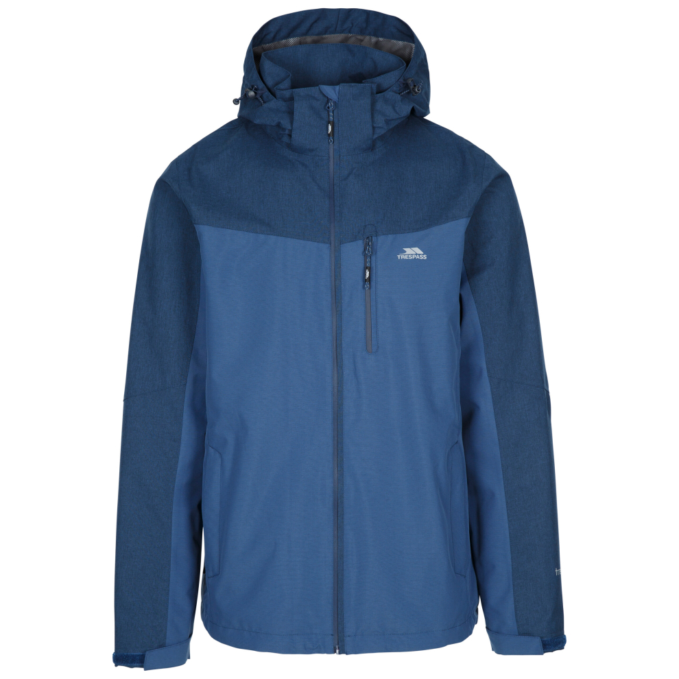 (M, Smokey Blue Marl) Trespass Mens Waterproof Jacket Hood Marlow