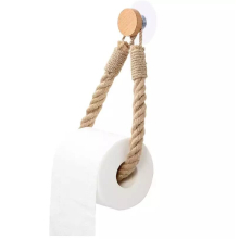 Self Adhesive Chunky Rope Toilet Roll Holder - Nautical Shabby Chic Jute, 23mm, Stainless Steel Clips (Self Adhesive Rope Toilet Roll Holder)