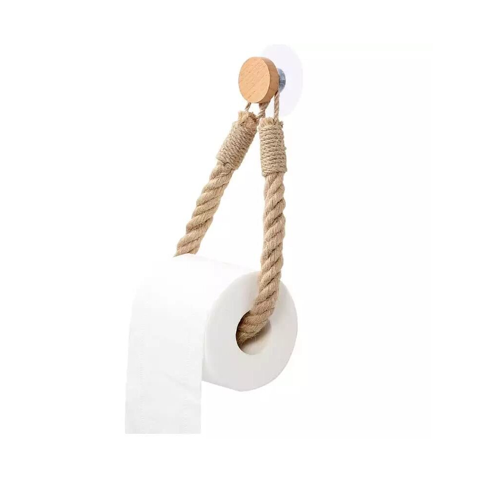 Self Adhesive Chunky Rope Toilet Roll Holder, Shabby Chic Loo Paper Holder Jute Nautical Industrial Style Weave, Vintage Style Bathroom Towel Holder