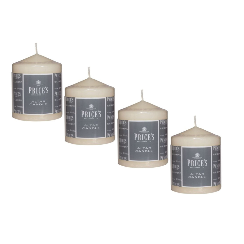 4 Prices Altar Pillar Candle 100x80mm Unscented Smokeless Non Drip 50H
