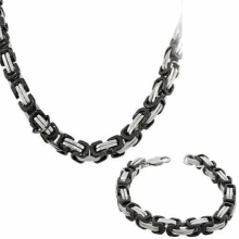 8mm byzantine chain Mens Stainless Steel jewelry set 24 necklace & 9 bracelet