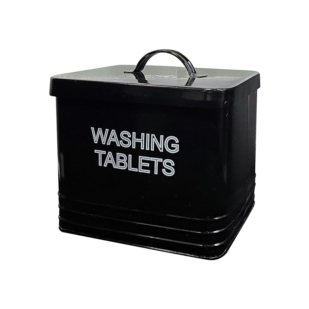 (Black, Washing Up Tablets) Laundry Powder,Tablets Storage Metal Powder Coated