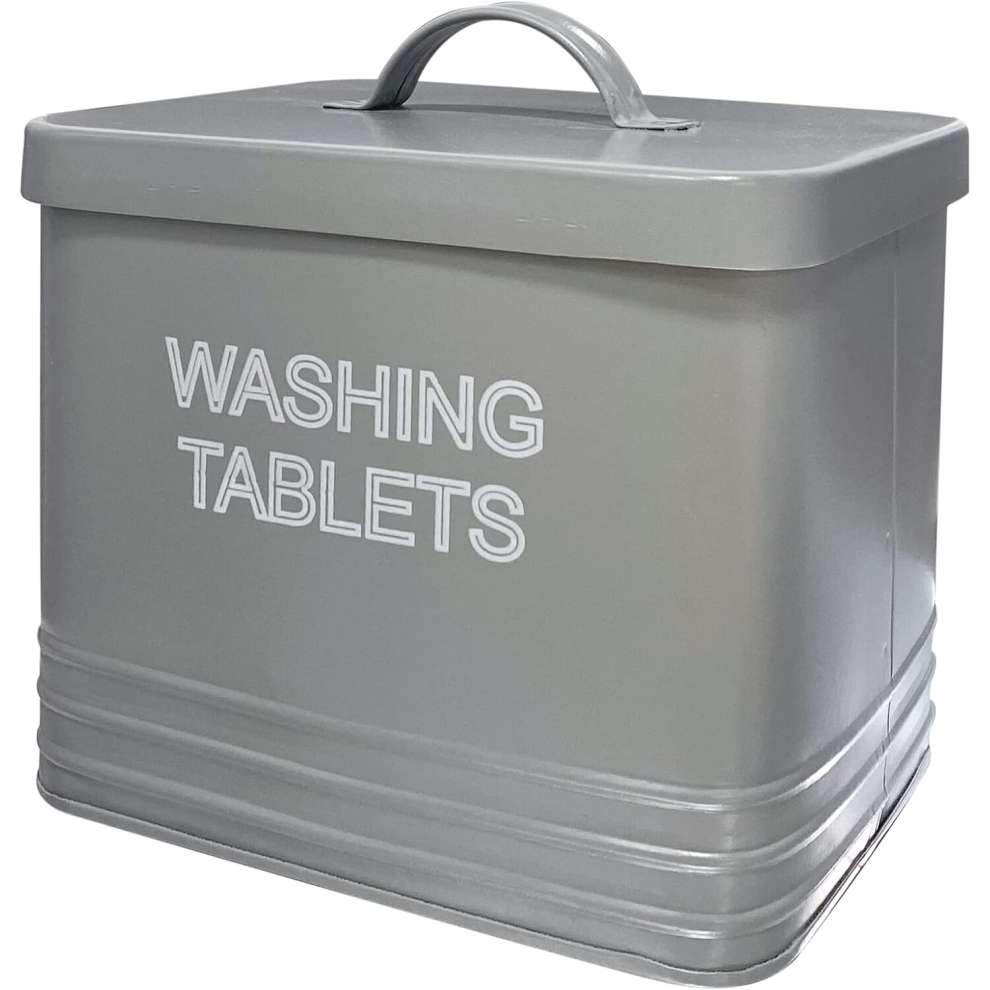 (Grey, Washing Up Tablets) Laundry Powder,Tablets Storage Metal Powder Coated