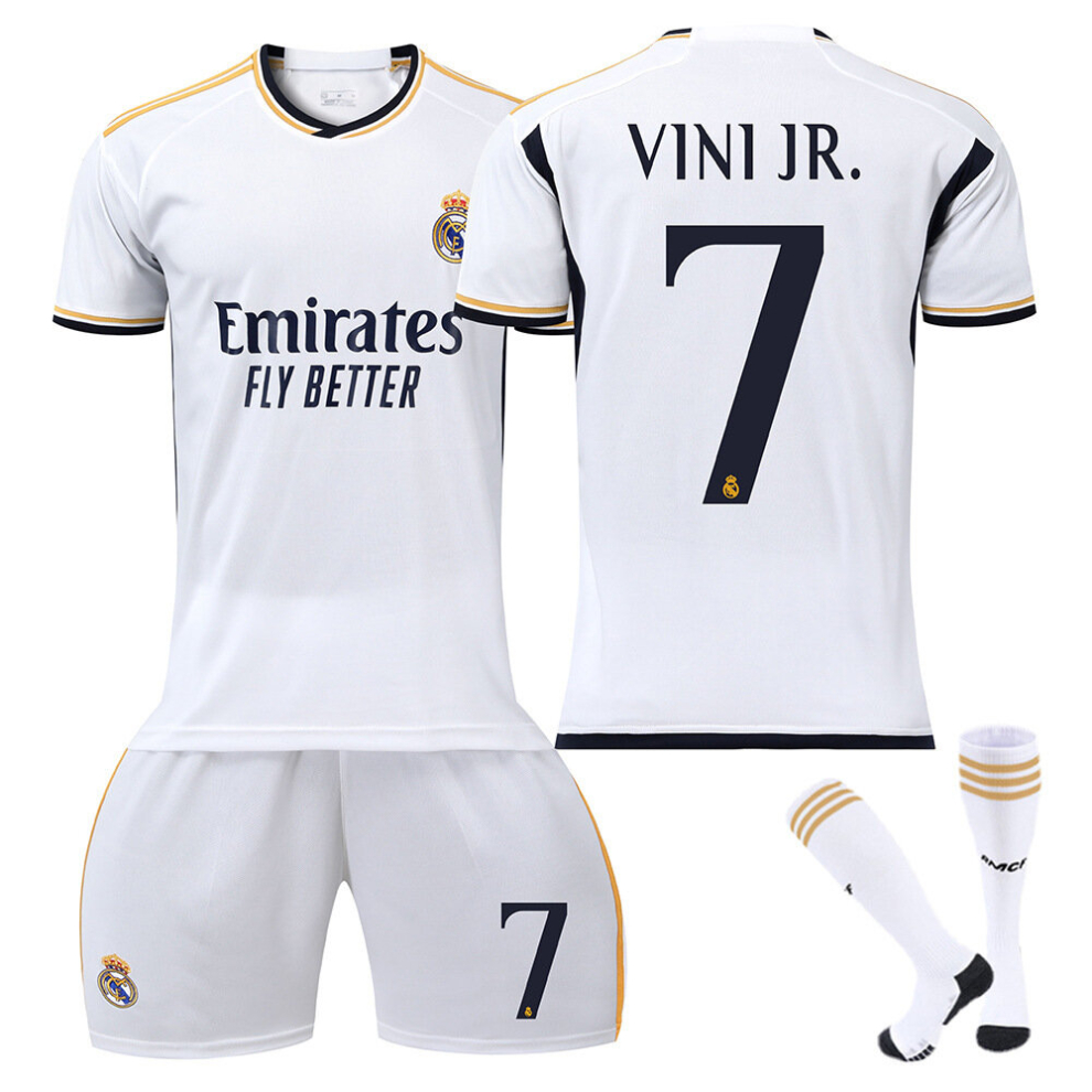 (20(120cm)) 23/24 New Real Madrid Home Football Training Shirt Kits (No.7 VINI JR.)