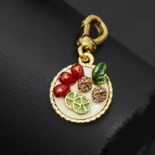 Enamel Strawberry Cherry Lemon Fruit Pizza Cake Pendant Sweet Pendant Wrap Pendant