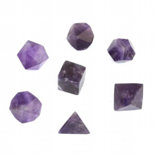KFT 7 Pcs/Set 15mm-20mm Natural Amethysts Crystal Quartz Stone Polyhedral Dice For Digital Game Anepigraphic Dice