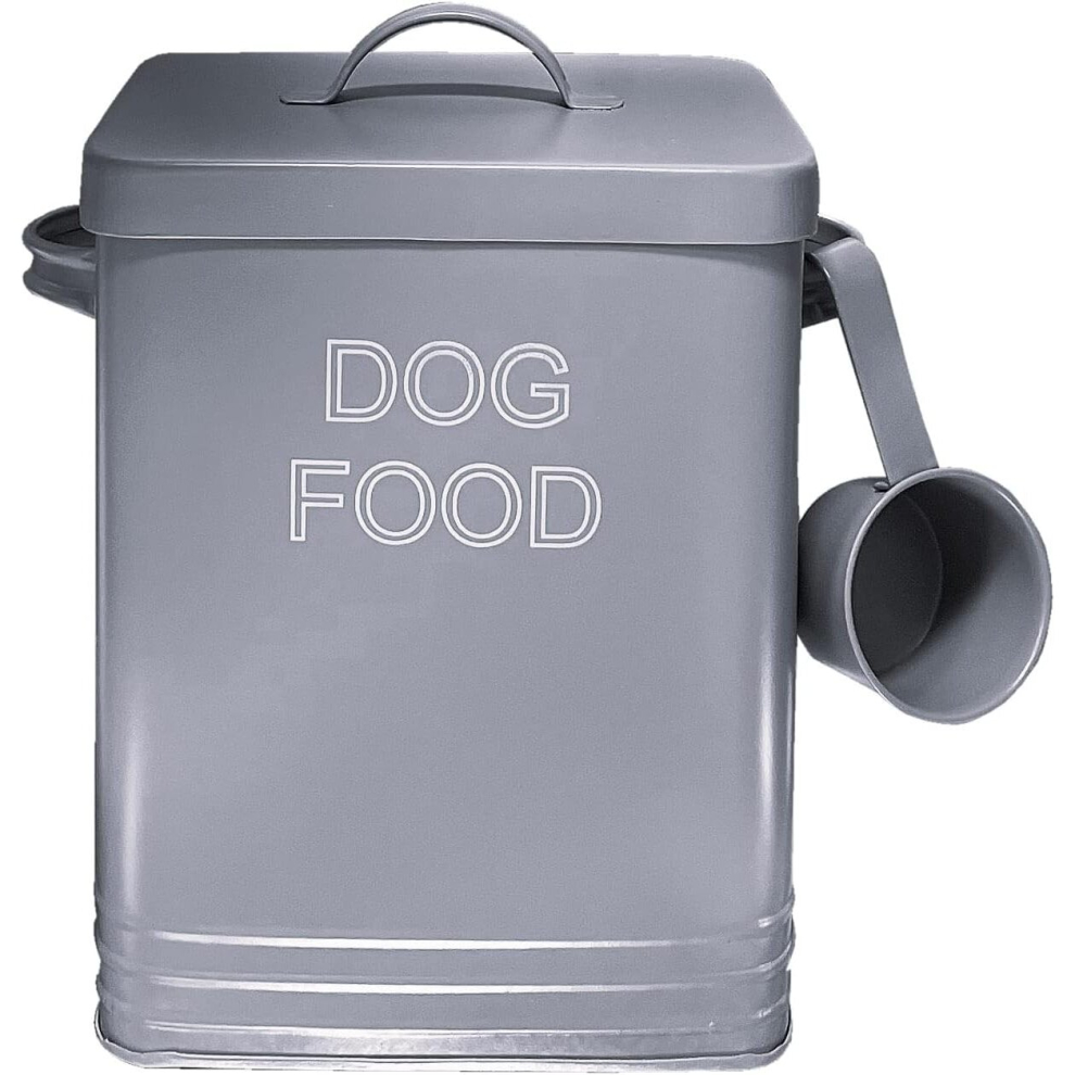 (Grey, Dog Food) Dog Food, Treat Storage Container With Scoop