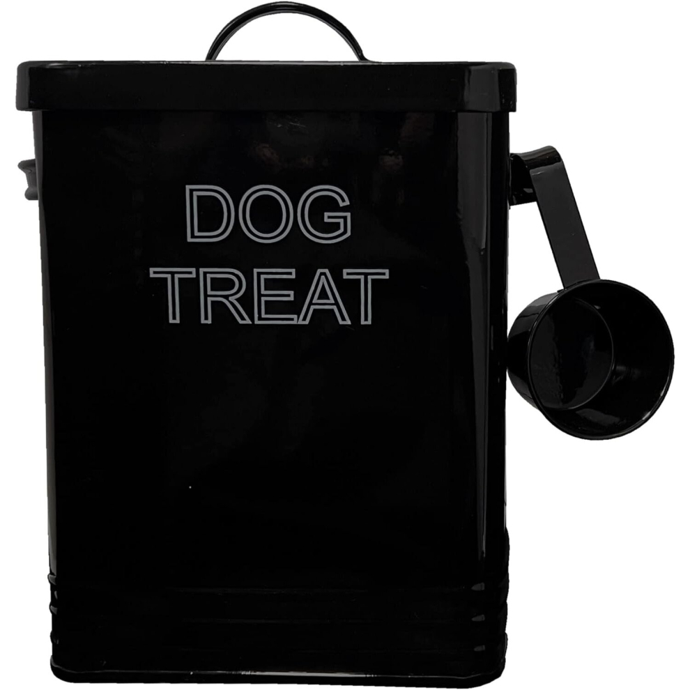 (Black, Dog Treat) Dog Food, Treat Storage Container With Scoop