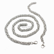 Turkey Round Chain Jewelry Set Stainless Steel Mens Strong Byzantine Necklace & Bracelet Set