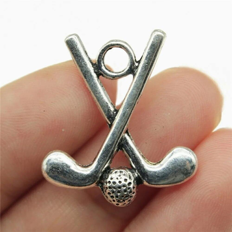 100pcs 25x22mm Golf Ball Clubs Pendant Charms Jewelry Making Golf Clubs Ball Pendants Charm Golf Clubs