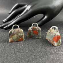 Natural Stone Mini Bag Ornament Healing Crystal Reiki Gemstone Pendant Crafts Home Decoration Gift