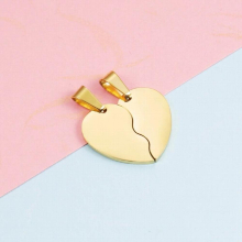 Fnixtar 10Pairs/Lot Stainless Steel Broken Heart Charms Stitching Matching Two Halves Split Heart Charms For DIY Necklace
