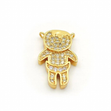 19*11*2mm Micro Pave Yellow&Clear CZ Boy Charm Of Double Circles Fit For Men And Women Making Necklaces Jewelry