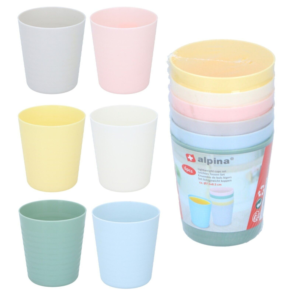 6 Plastic Drinking Tumblers Reusable Kids Multicolored Cups Set Picnic