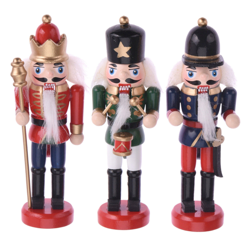 (Red / Green / Blue) Christmas Nutcracker Soldier 3 Wooden Nut Cracker 1