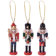 (Red / Green / Blue) Christmas Nutcracker Soldier 3 Wooden Nut Cracker