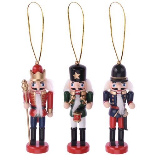 (Red / Green / Blue) Christmas Nutcracker Soldier 3 Wooden Nut Cracker