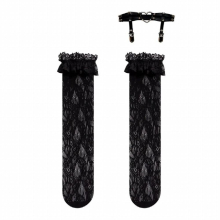 Women Studded Heart Garters Lolita Lace Sock Thigh High Harness Girls Elastic Leg Chain Spike Rivet Metal Punk Gothic Jewelry