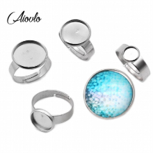10pcs/Lot Stainless Steel Adjustable Ring Settings Blank Base,Fit 6 8 10 12 20 25mm Glass Cabochons,Buttons;Ring Bezels