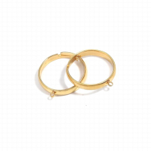 10pcs Stainless Steel Plated Ring Settings Style Adjustable Rings with Hole for DIY Rings Making