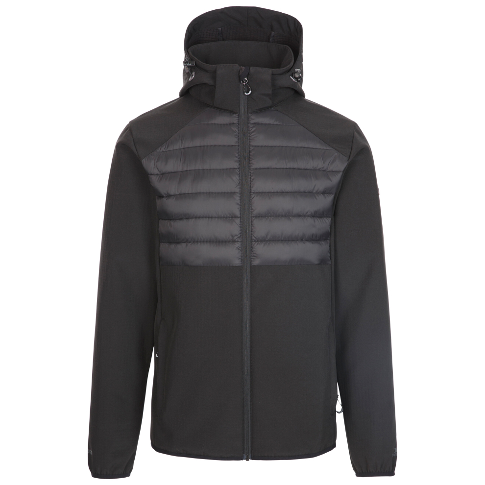 (S, Black) Trespass Mens Softshell Jacket Zip Off Hood Lenek