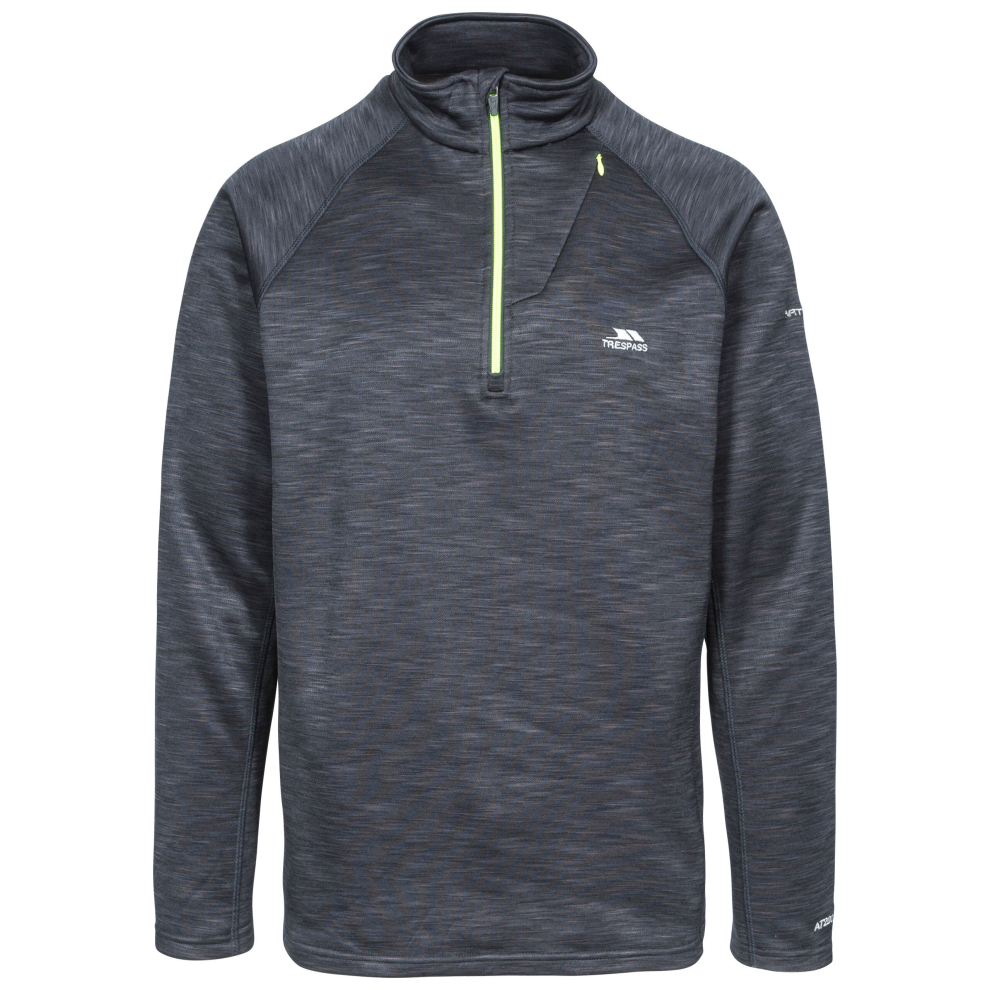(M, Black Marl) Trespass Mens Fleece Jacket 1/2 Zip Hooded Collins
