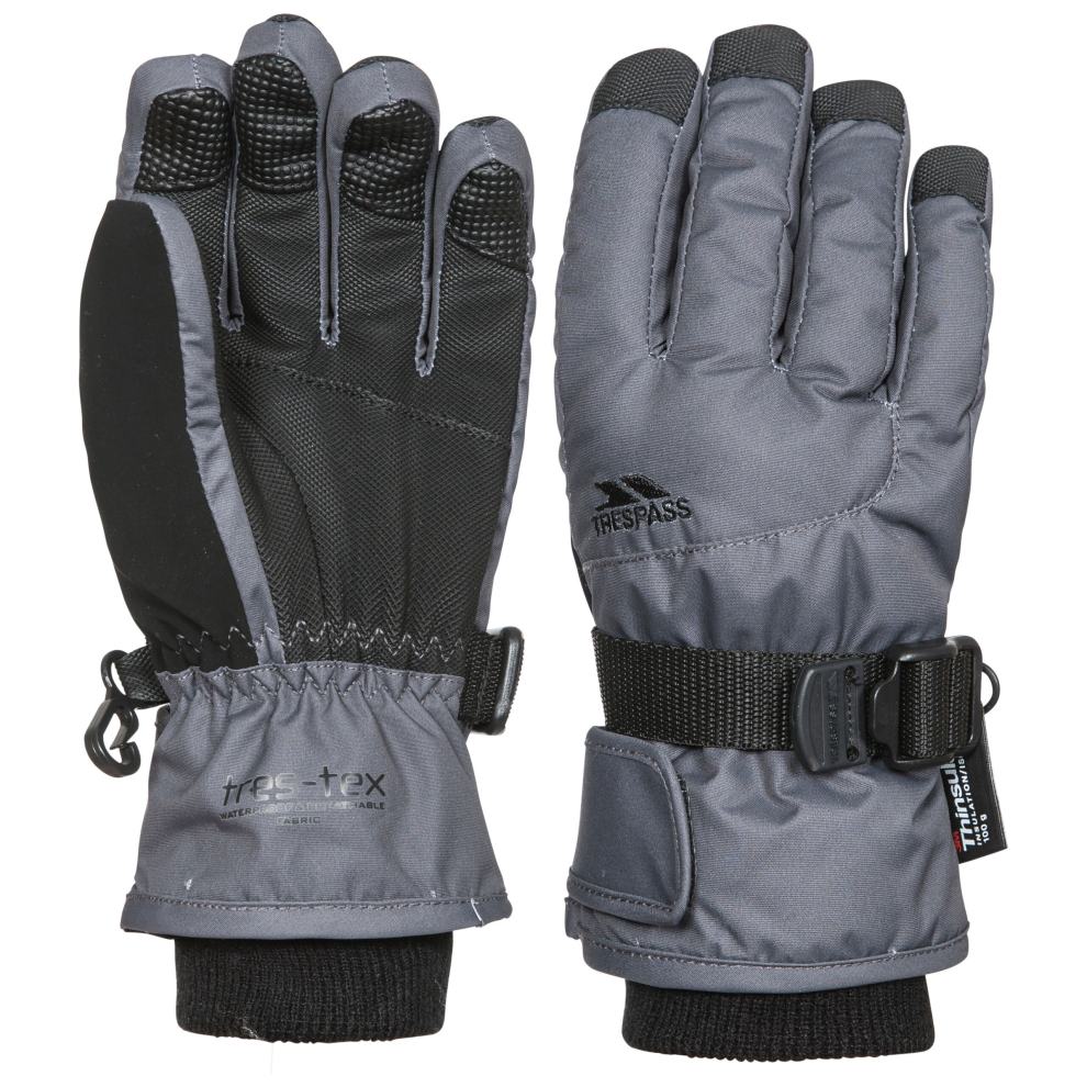 Trespass (5/7, Carbon) Kids Ski Gloves Insulated Ergon Ii