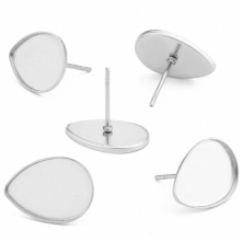 40pcs Stainless Steel Earring Cabochons Blank Base Fit 10*14MM Teardrop-shaped Bezel Setting Tray DIY Jewelry Making Accessories
