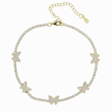 Ice girl leg chain 5A cz tennis chain butterfly charm hot foot anklet for women