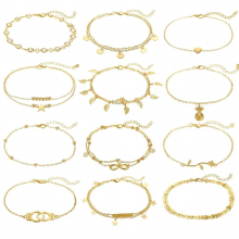 12PCs/Set Women Anklets Set Silver Metal Chains Summer Beach Bracelets Barefoot Sandals Foot Jewelry