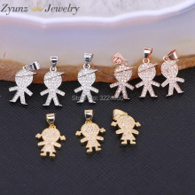 10PCS ZYZ175-8856 Gold/Rose gold/Black/Silver Rhinestones Little Kids Boys Pendants Charms For Jewelry Making