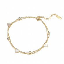 3pcs 316L Stainless Steel Plated Love Heart Beads Anklets For Women Girls Multi-layer Chains Jewelry Party