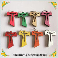 wood rosary accessory, rosary cross pendant, small t shape cross, religious rosary crucifix