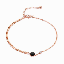 Charm round with CZ Anklet For Women Rose Stainless Steel Ladies Female Jewelry Gift