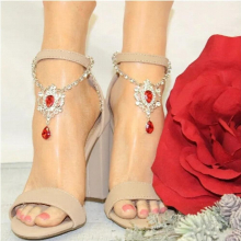 And Gorgeous Ruby Red Crystal Anklet Womens Bohemian Toe Ankle Barefoot Sandals Foot Jewelry