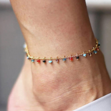 Jewelry Colorful Foot Drop Crystal Rhinestone Rainbow Anklet Bracelet Barefoot Leg for Woman Girl Jewelry