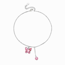 Silver Foot Jewelry Anklet Beads Butterfly Bracelets Crystals from Austria for Ankle For Women